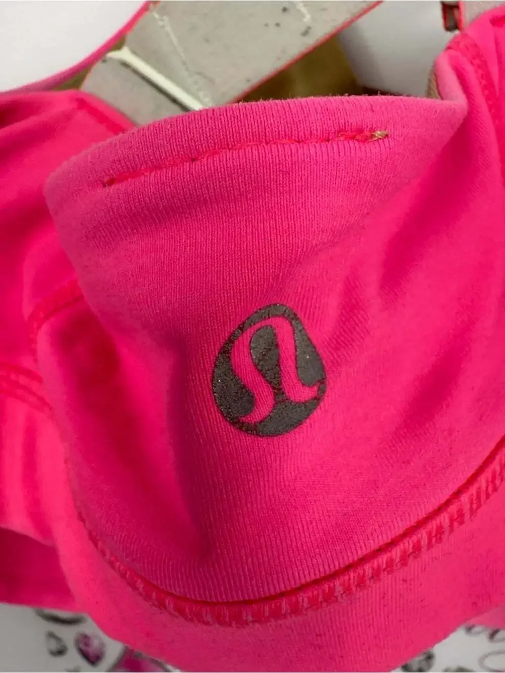lululemon athletica Bright Pink Sports Bra with Beige Straps